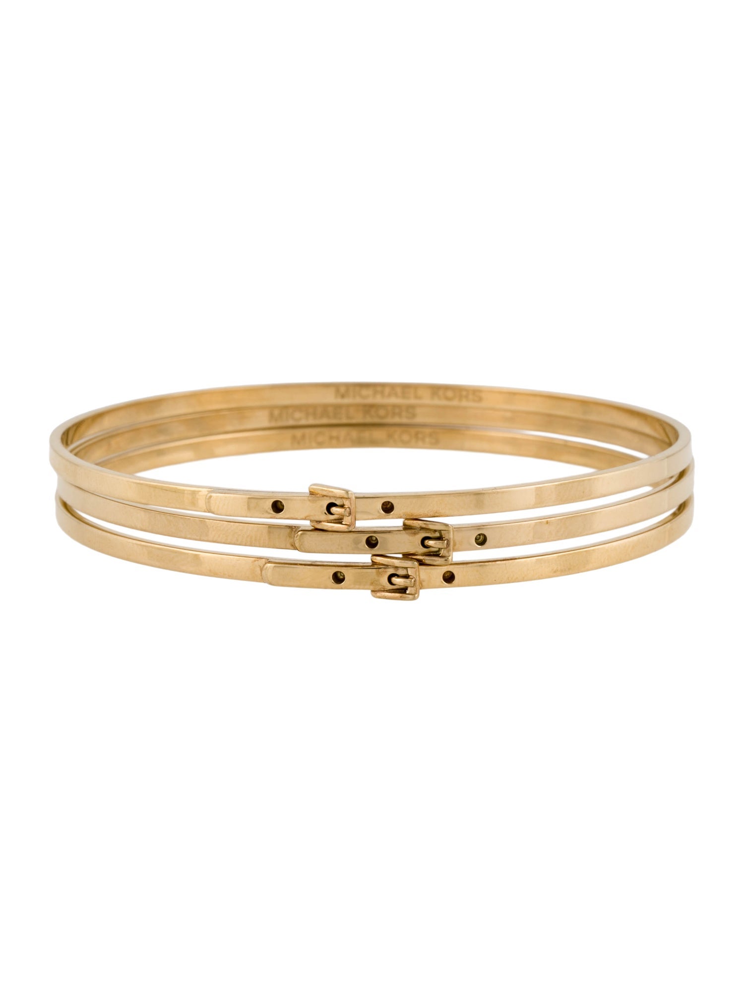 Michael Kors Skinny Buckle Bangle Bracelet Set Of Three