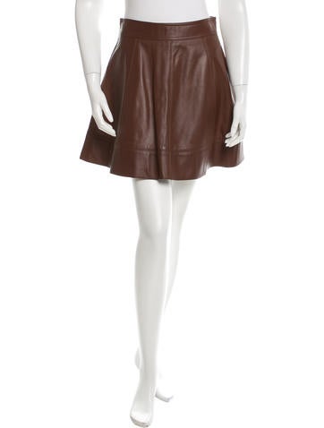 Michael Kors Flared Leather Mini Skirt