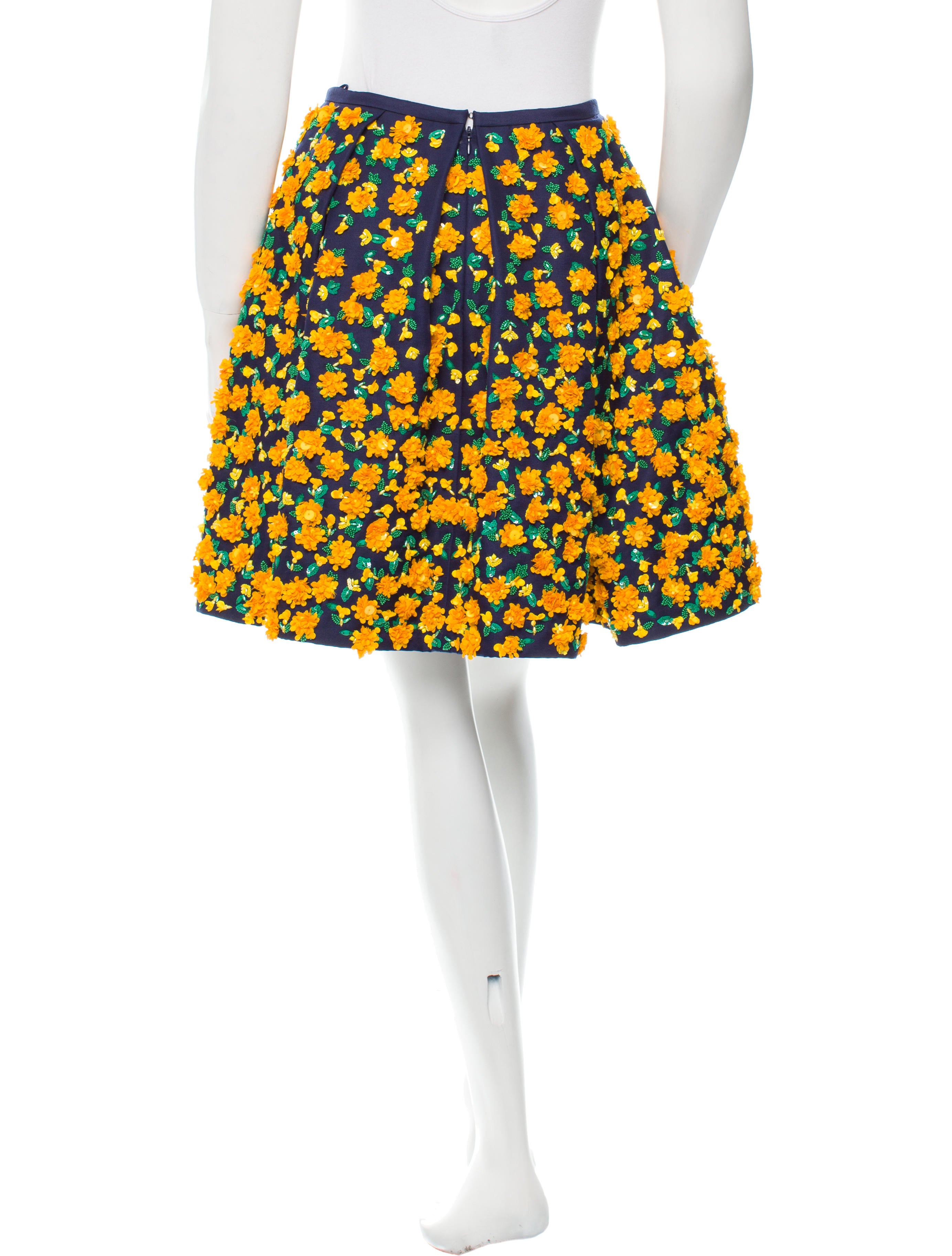 Michael Kors Wool Floral Appliqué Skirt Clothing MIC41324 The