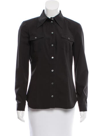 Michael Kors Woven Long Sleeve Top