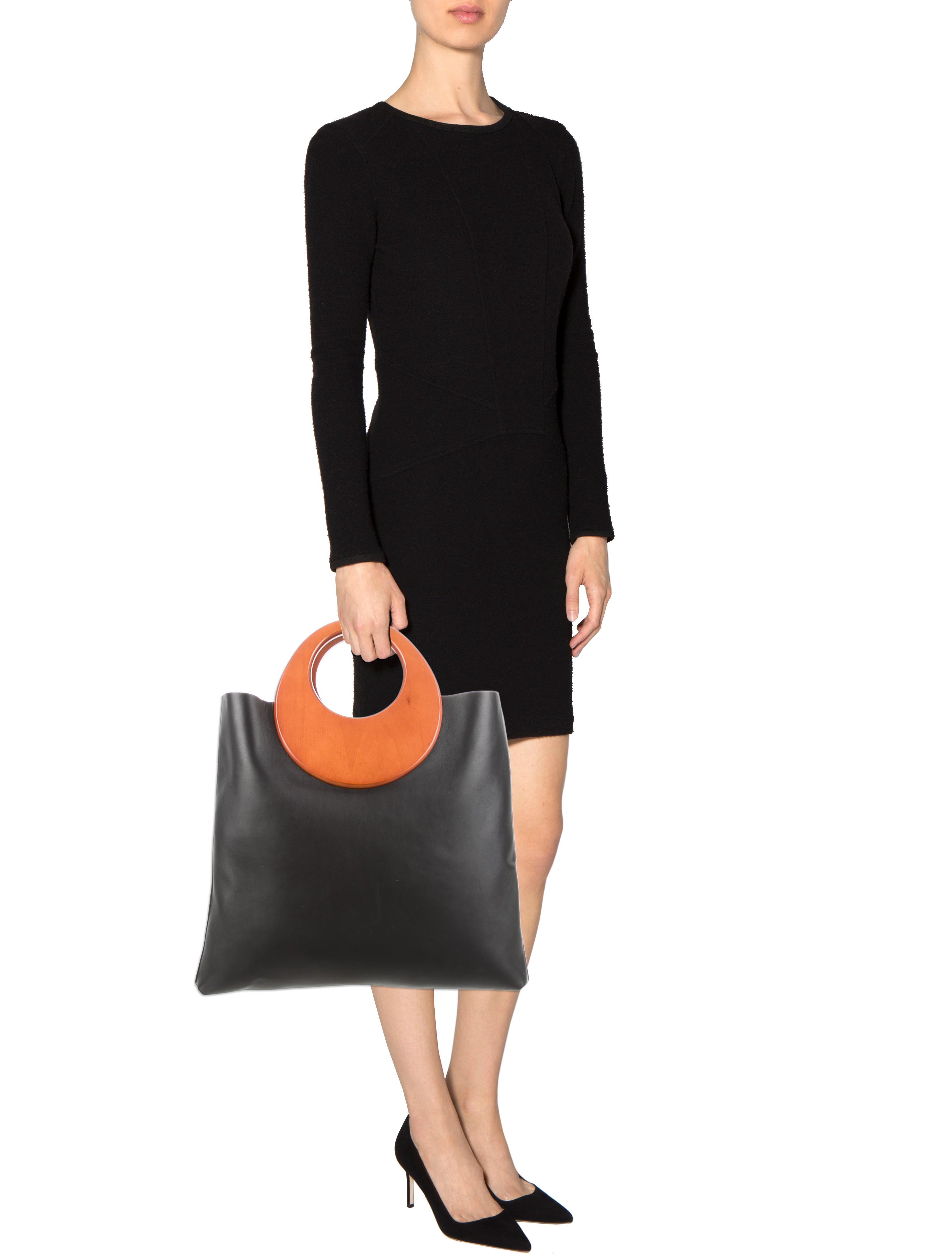 Michael Kors Summerset Wooden Handle Leather Tote - Black Totes