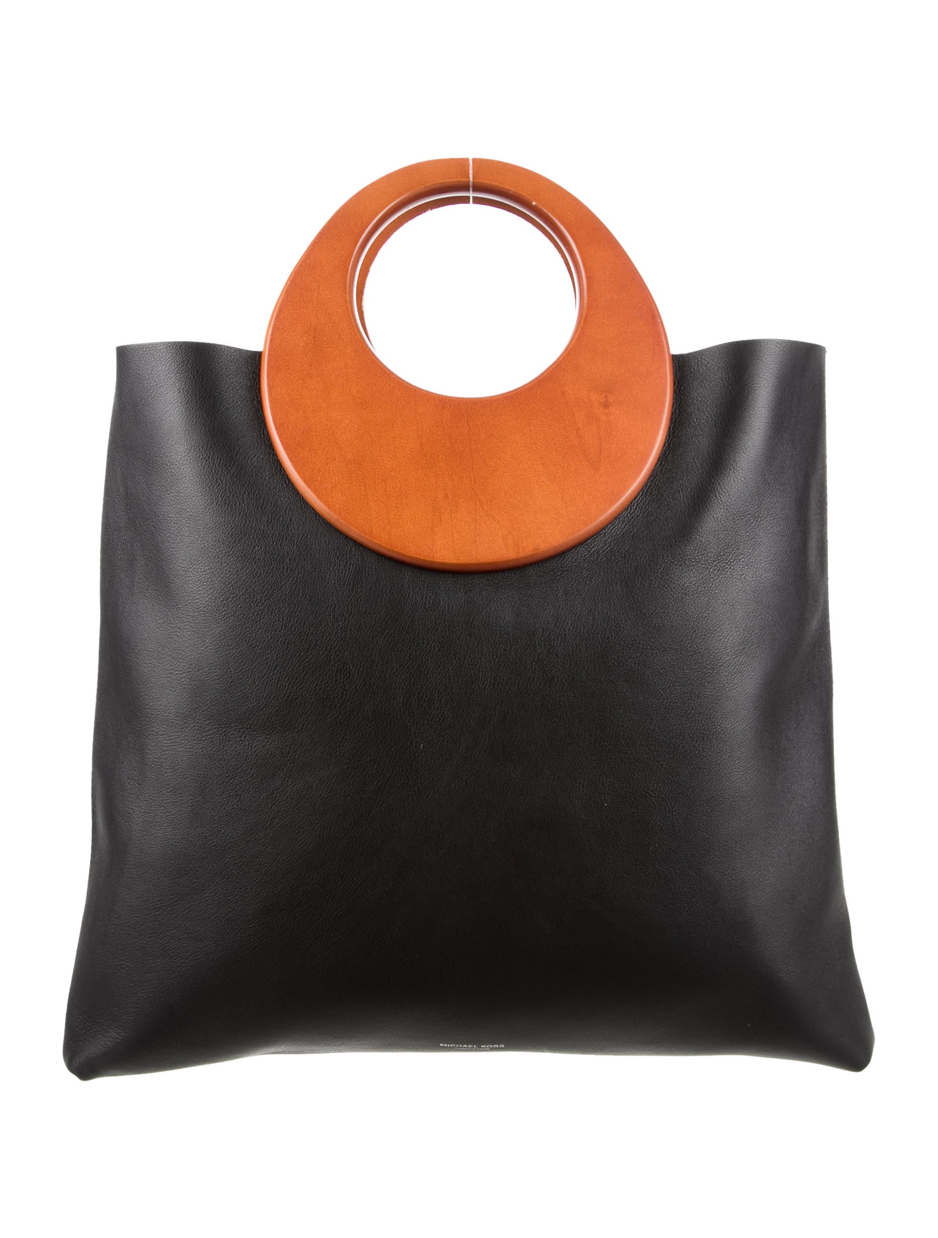 Michael Kors Summerset Wooden Handle Leather Tote - Black Totes