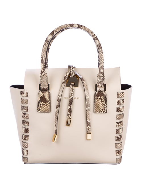 Michael Kors Python-Trimmed Miranda Tote
