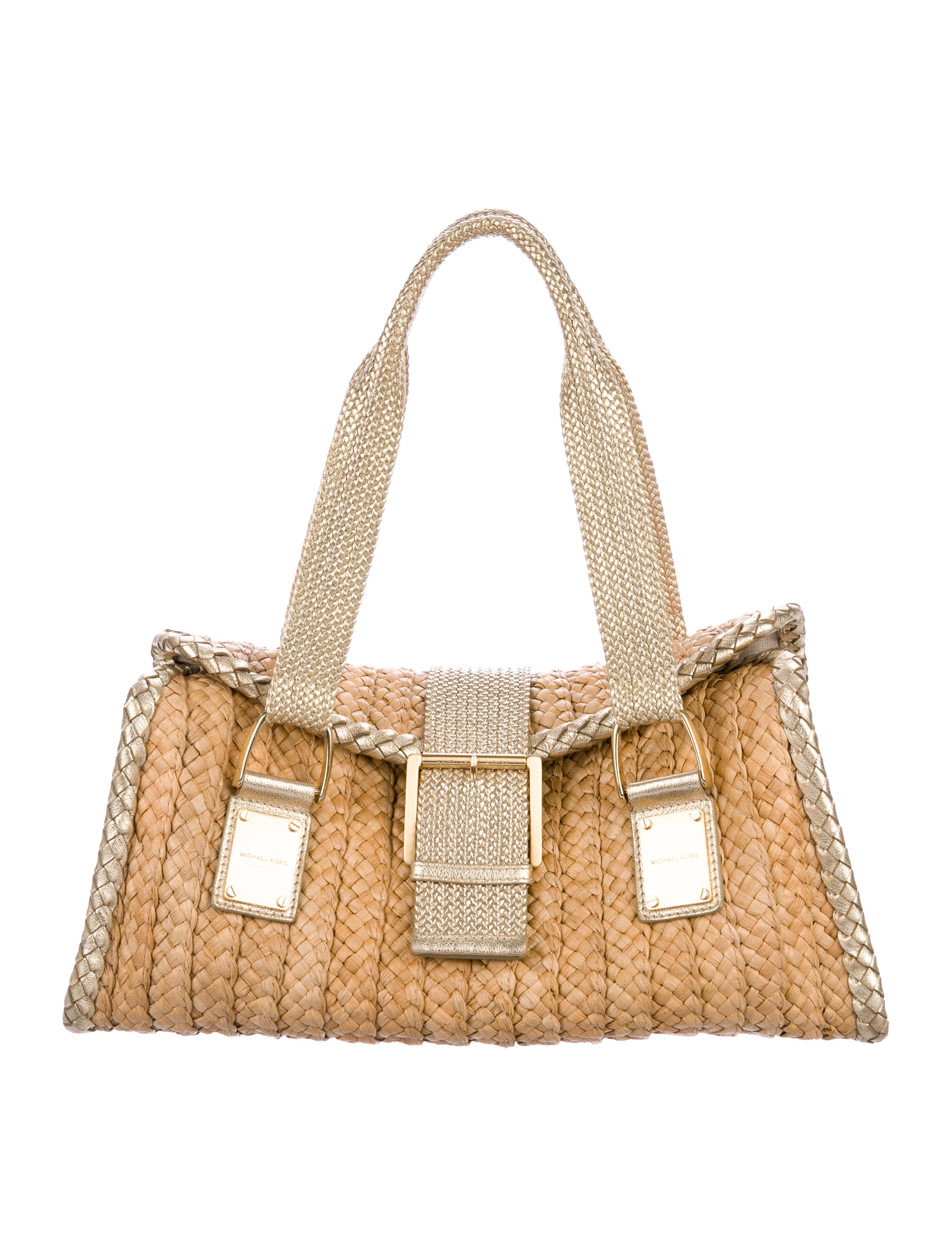 Michael Kors Metallic-Trimmed Straw Bag