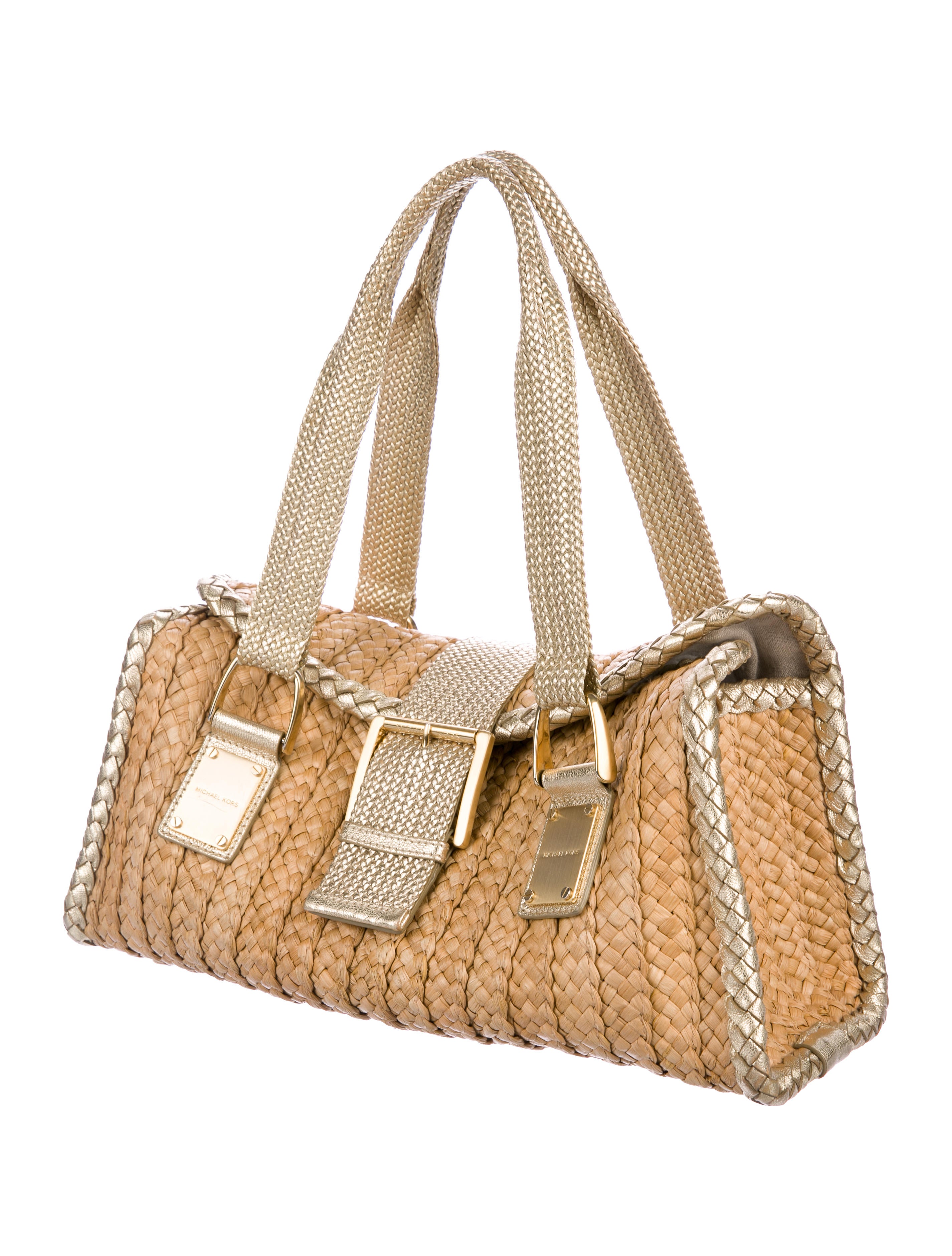Michael Kors MetallicTrimmed Straw Bag Handbags MIC79859 The