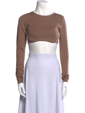 Michael Costello Bateau Neckline Long Sleeve Crop Top