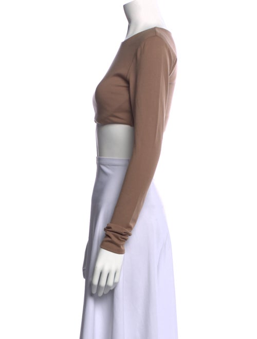 Michael Costello Bateau Neckline Long Sleeve Crop Top