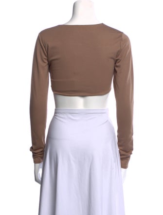 Michael Costello Bateau Neckline Long Sleeve Crop Top