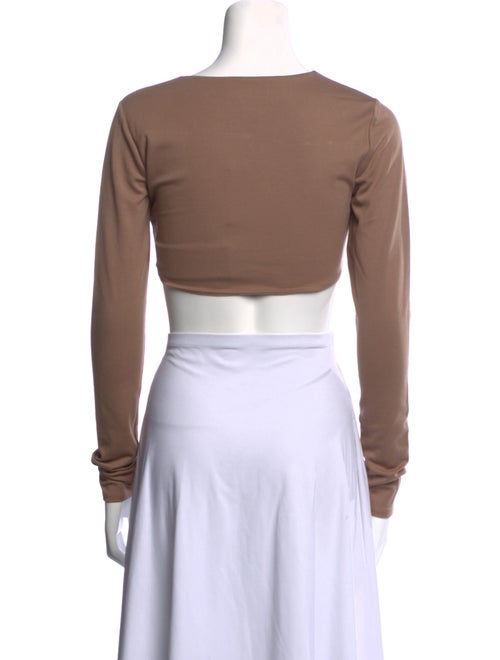 Michael Costello Bateau Neckline Long Sleeve Crop Top