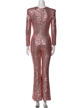 Michael Costello Patterned V-Neck Jumpsuit