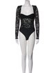 Michael Costello Lace Pattern Square Neckline Bodysuit
