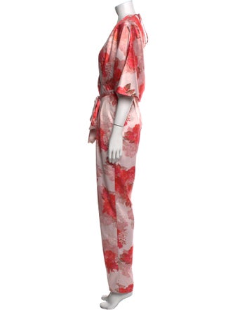 Michael Costello Floral Print V-Neck Jumpsuit