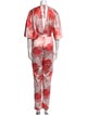 Michael Costello Floral Print V-Neck Jumpsuit