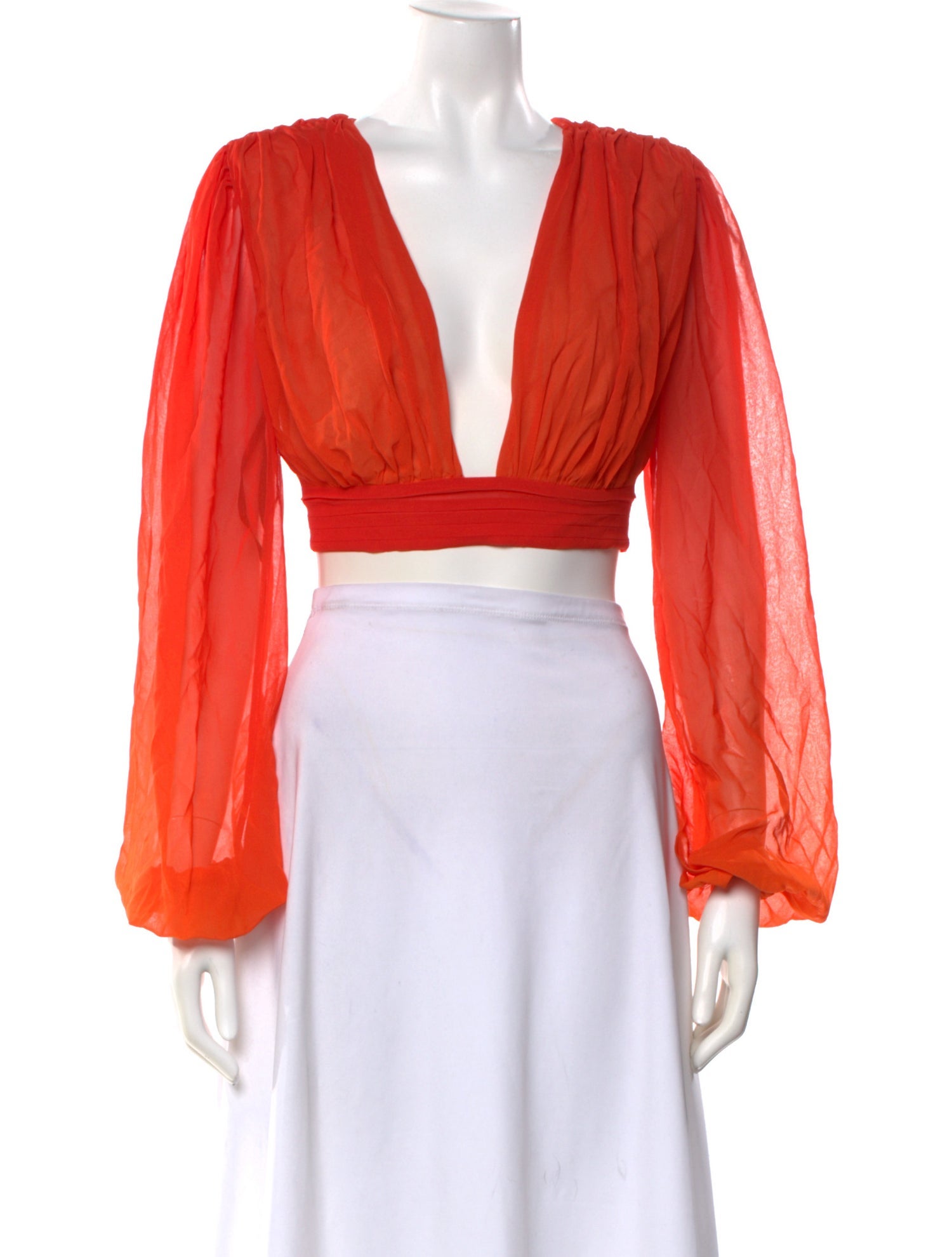 Michael Costello V-Neck Long Sleeve Crop Top