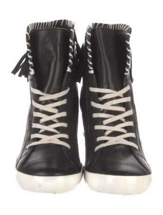 Michele Negri Leather Fringe Trim Accent Pumps