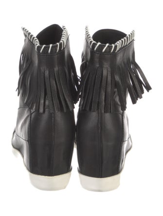 Michele Negri Leather Fringe Trim Accent Pumps