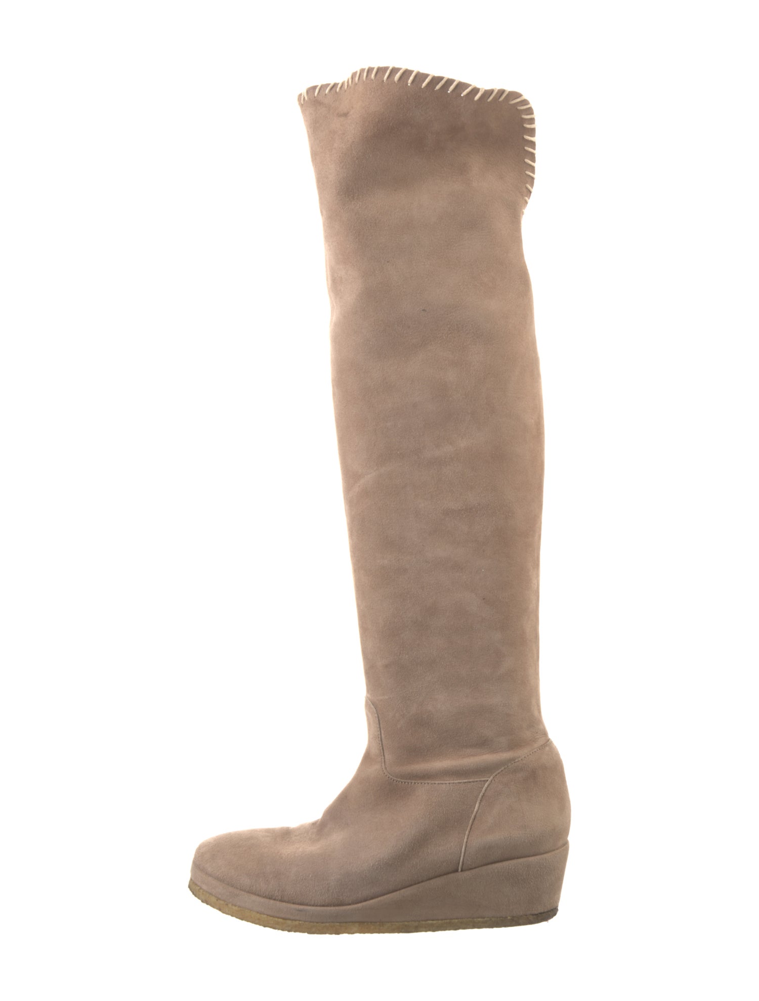 Michele Negri Suede Whipstitch Trim Riding Boots