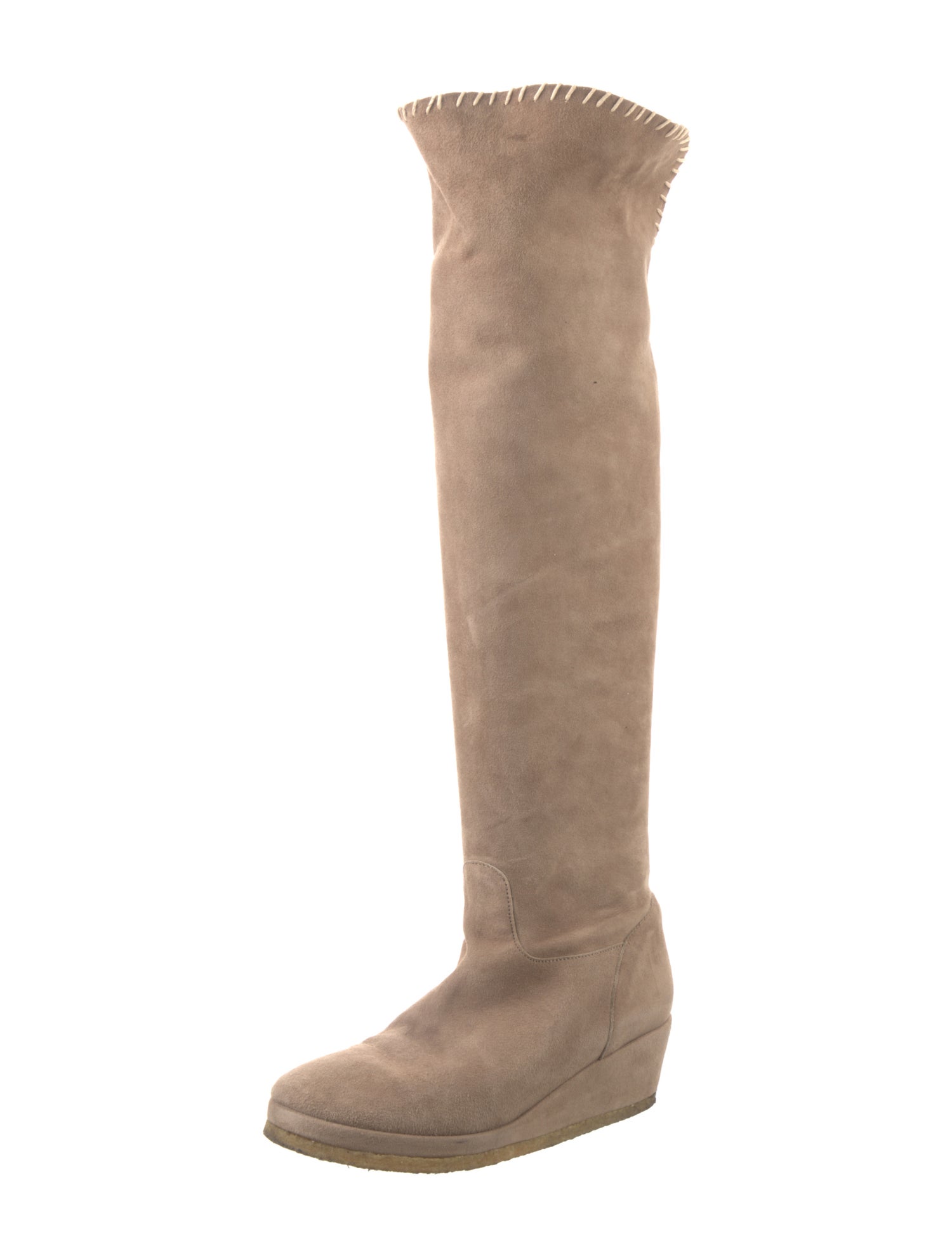 Michele Negri Suede Whipstitch Trim Riding Boots