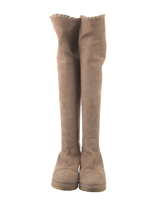 Michele Negri Suede Whipstitch Trim Riding Boots