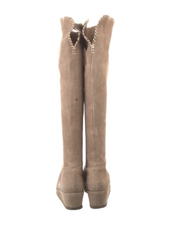 Michele Negri Suede Whipstitch Trim Riding Boots