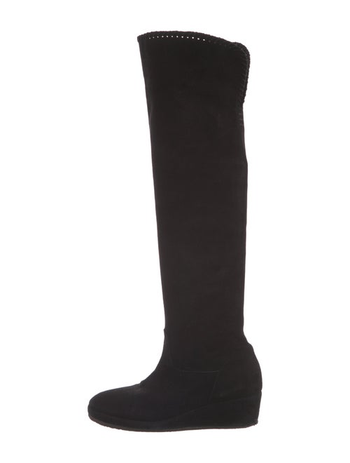 Michele Negri Suede Whipstitch Trim Boots