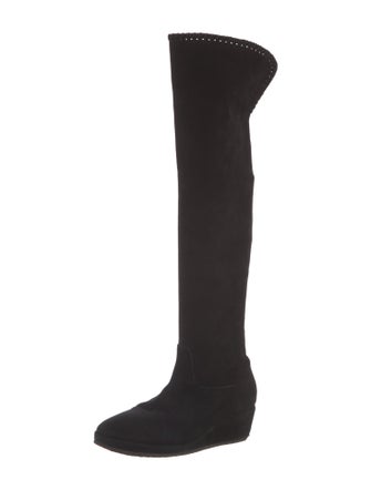 Michele Negri Suede Whipstitch Trim Boots