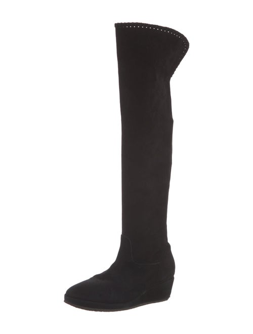 Michele Negri Suede Whipstitch Trim Boots