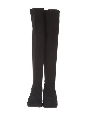 Michele Negri Suede Whipstitch Trim Boots