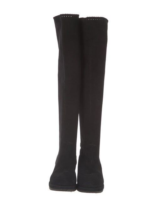 Michele Negri Suede Whipstitch Trim Boots