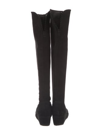 Michele Negri Suede Whipstitch Trim Boots