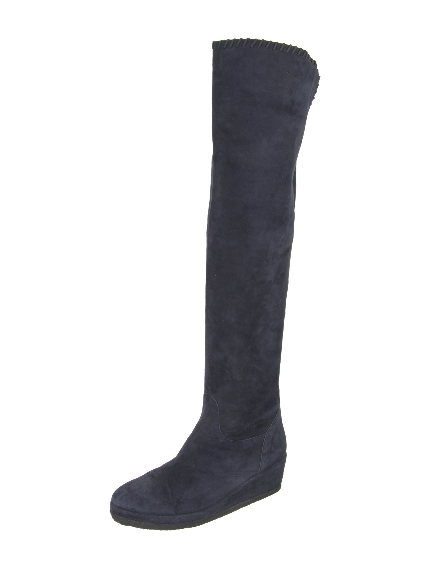 Michele Negri Suede Whipstitch Trim Boots