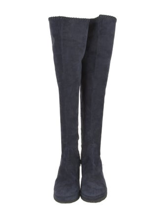 Michele Negri Suede Whipstitch Trim Boots