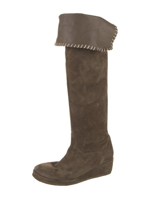 Michele Negri Suede Whipstitch Trim Boots
