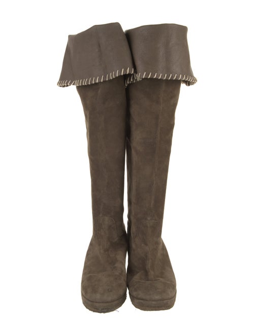 Michele Negri Suede Whipstitch Trim Boots