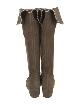 Michele Negri Suede Whipstitch Trim Boots