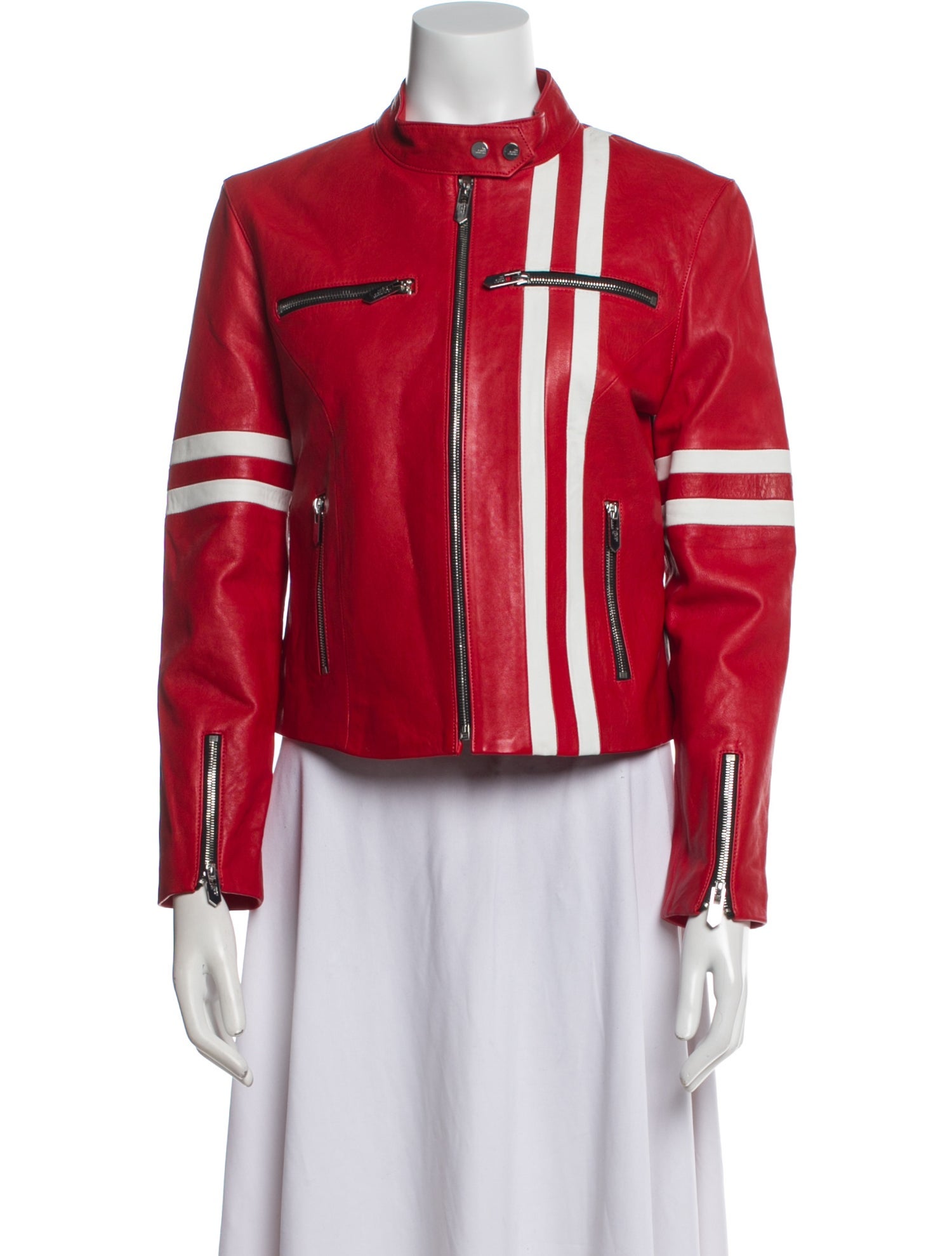 The Mighty Company Leather Printed Biker Jacket