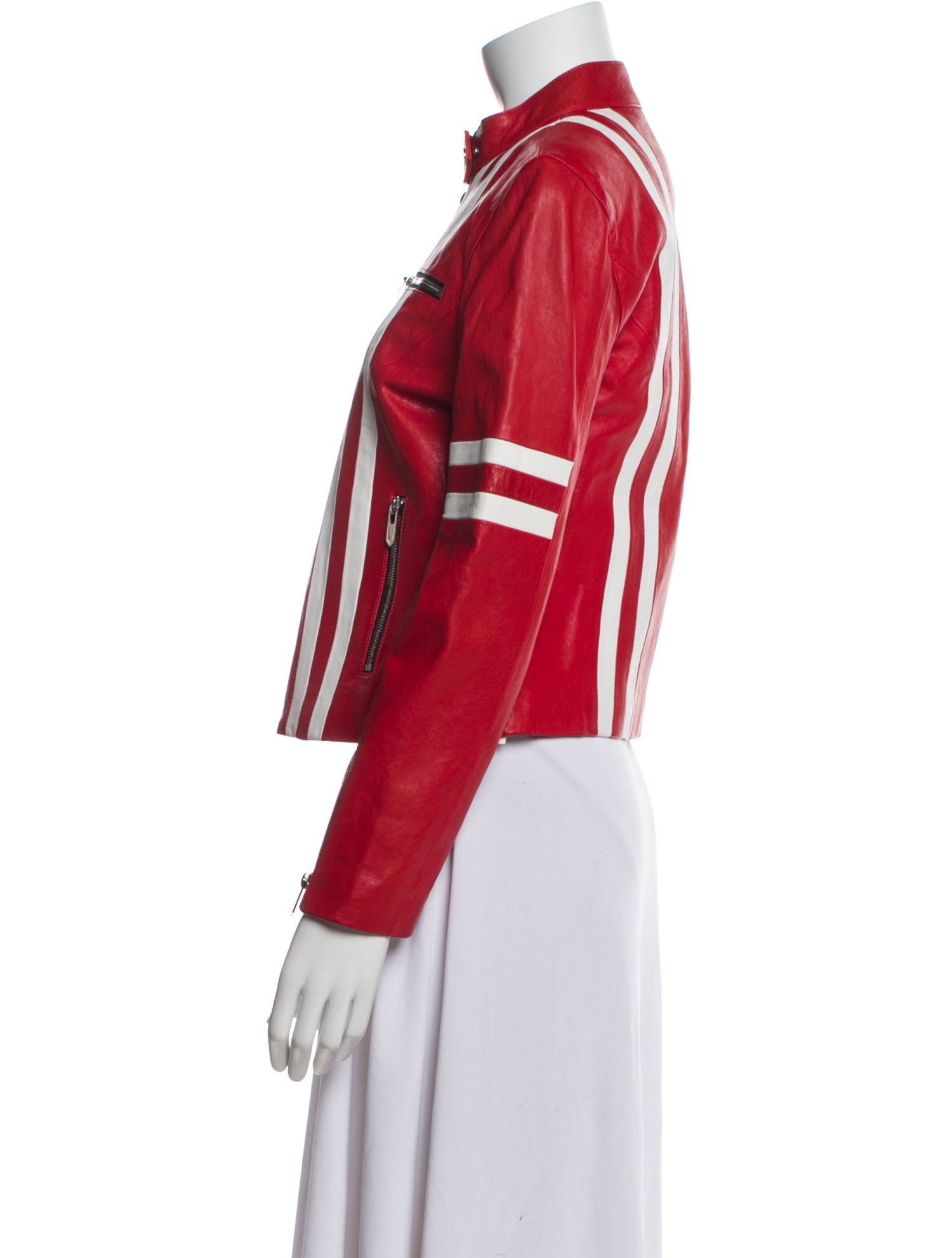 The Mighty Company Leather Printed Biker Jacket