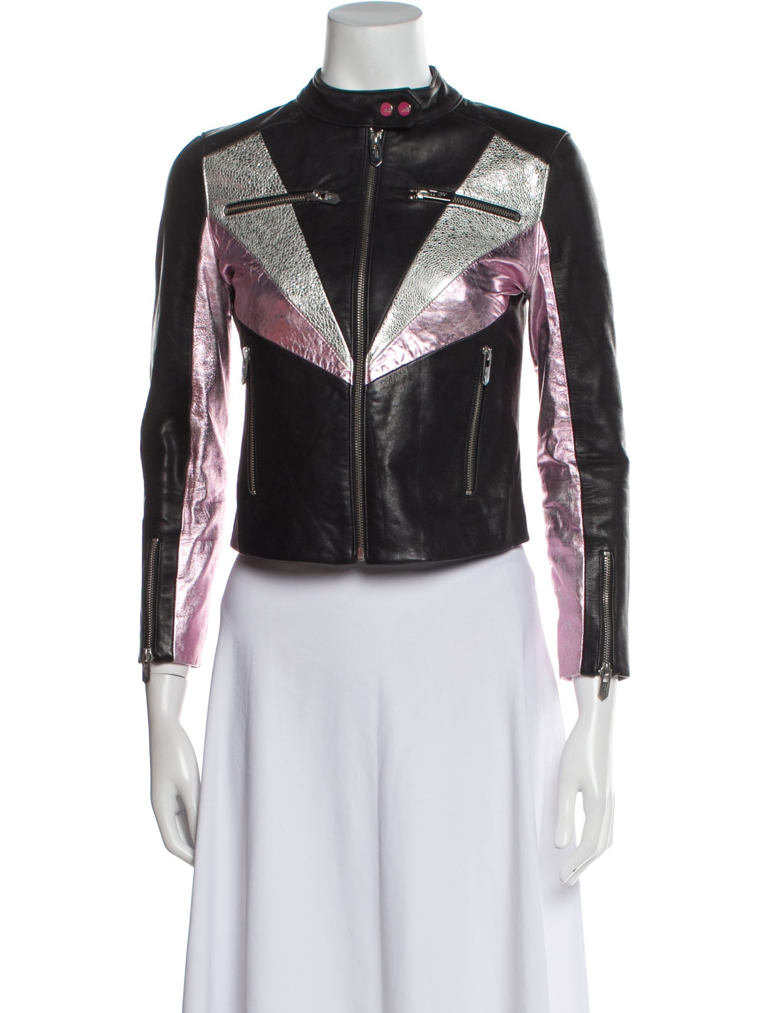 The Mighty Company Leather Printed Biker Jacket