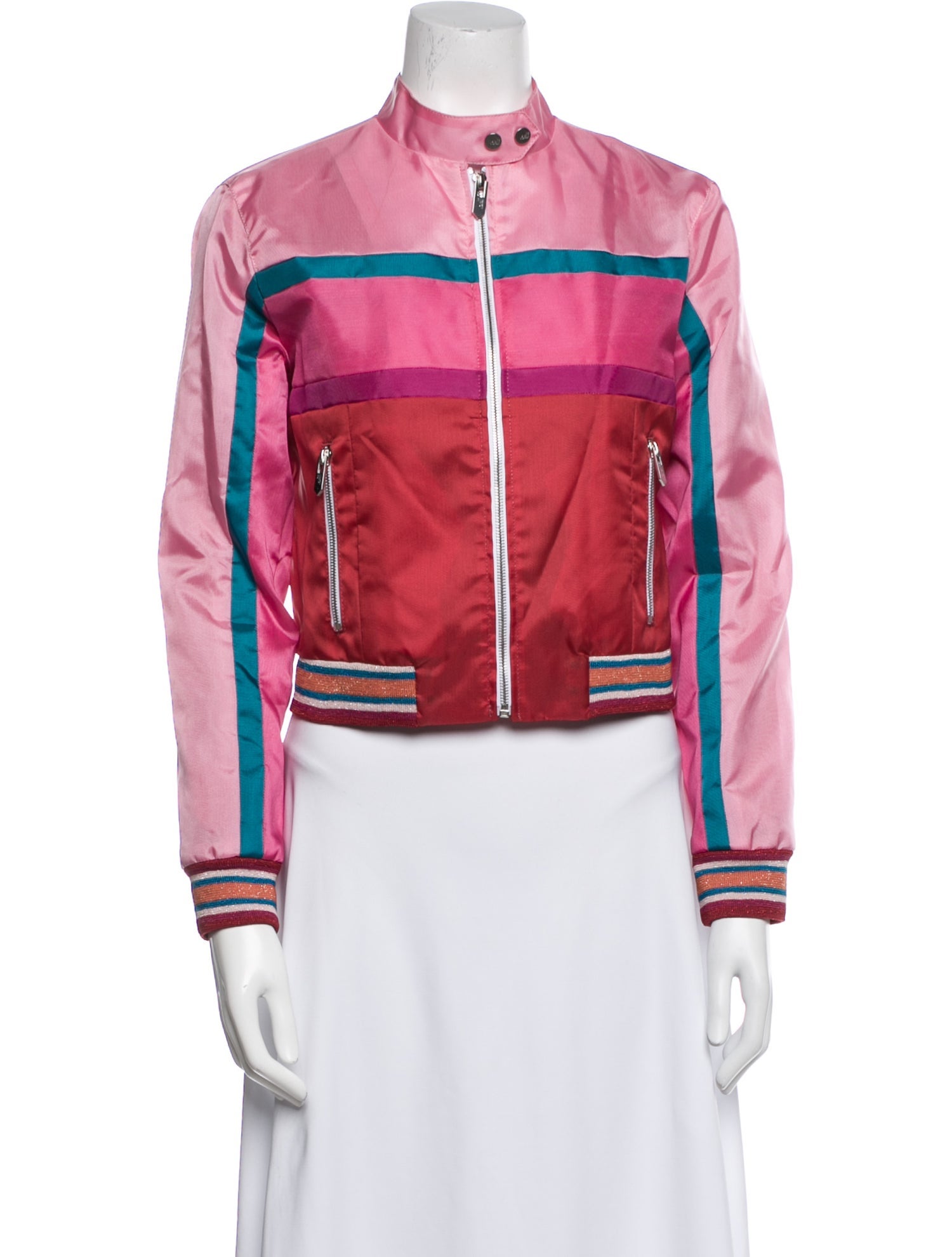 The Mighty Company Striped Biker Jacket