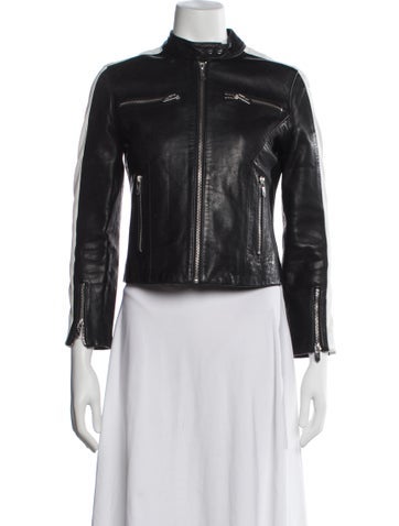 Pre-owned The Mighty Company Leather Biker Jacket In Black/white