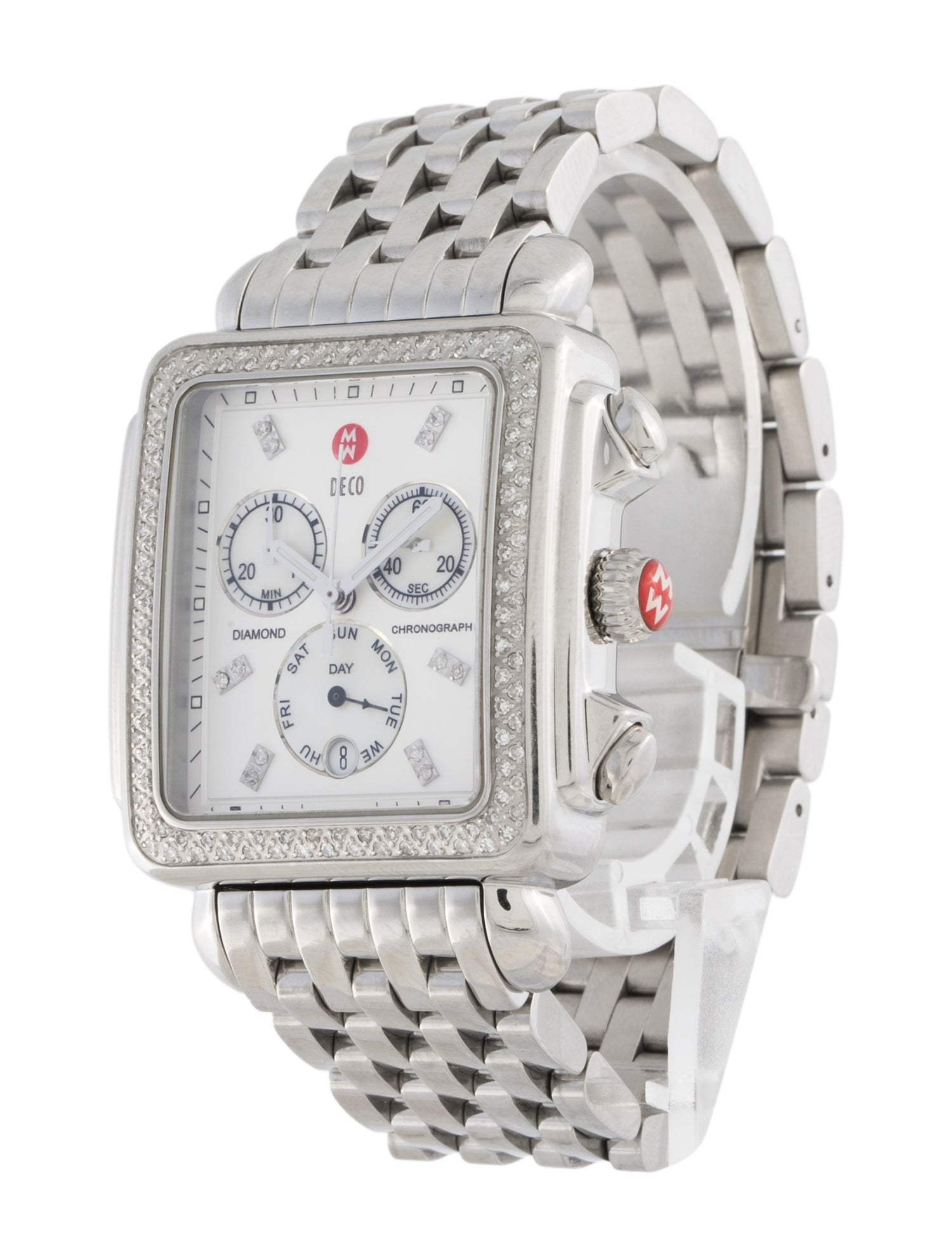 Michele Deco Stainless Diamond Watch