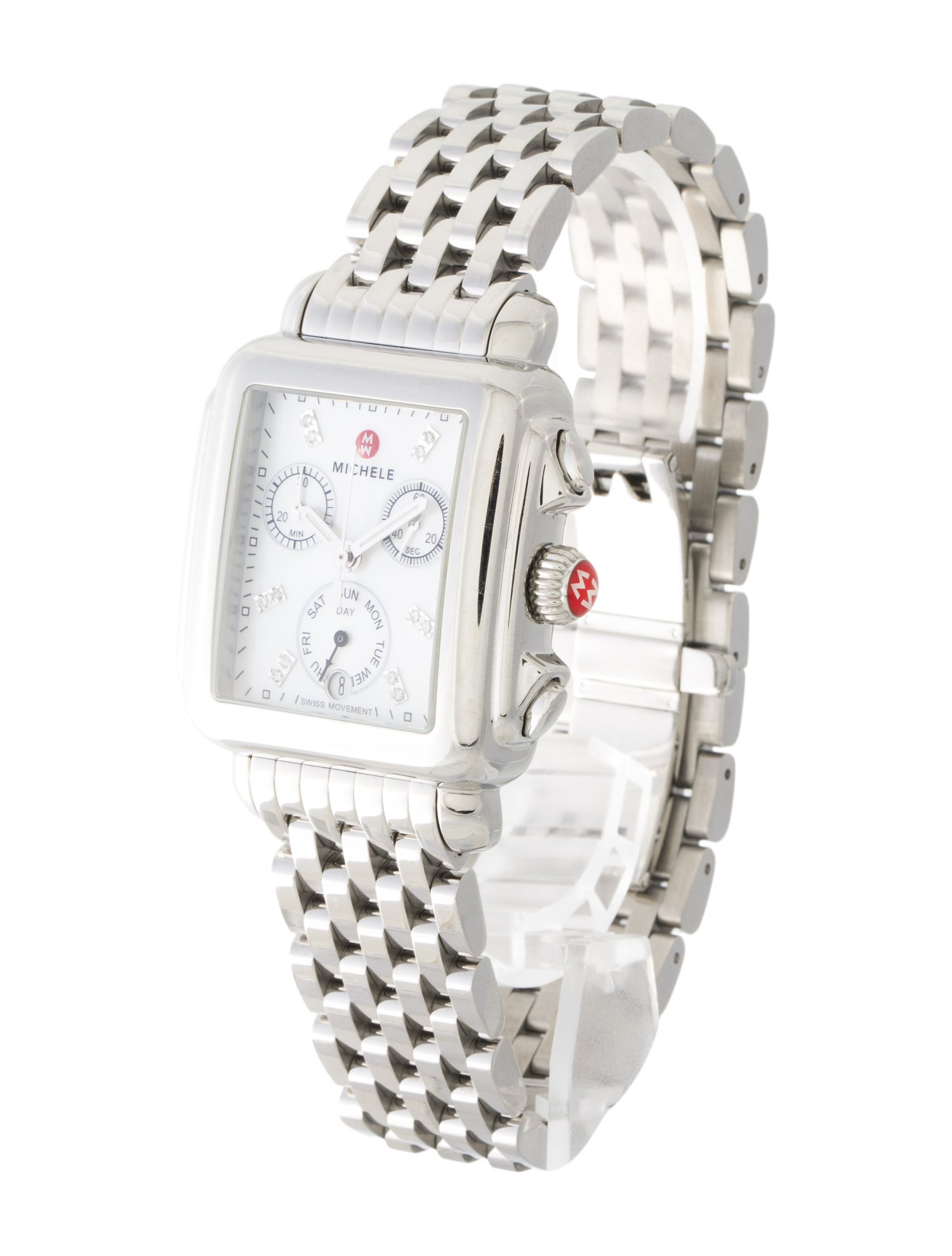 Michele Deco Diamond Stainless Steel Watch