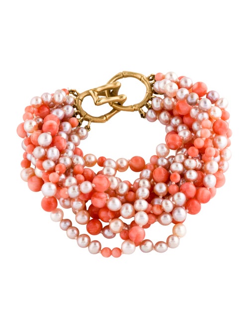 Mish 18K Coral & Pearl Multi-Strand Bracelet