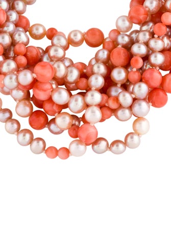 Mish 18K Coral & Pearl Multi-Strand Bracelet
