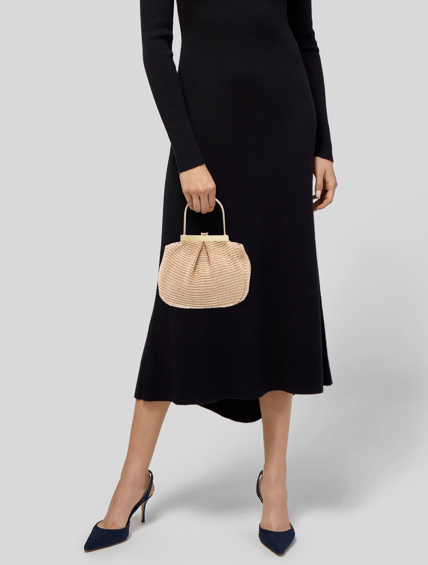 Milaner Italia Raffia Top Handle Bag