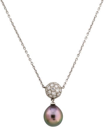 Mikimoto Diamond Cluster & Pearl Drop Necklace