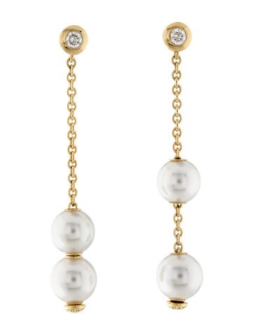 Mikimoto 18K Pearl In Motion & Diamond Drop Earrings
