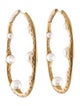Mikimoto 18K Pearl & Diamond Hoop Earrings