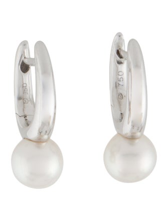 Mikimoto 18K Pearl Classic Elegance Drop Hoop Earring