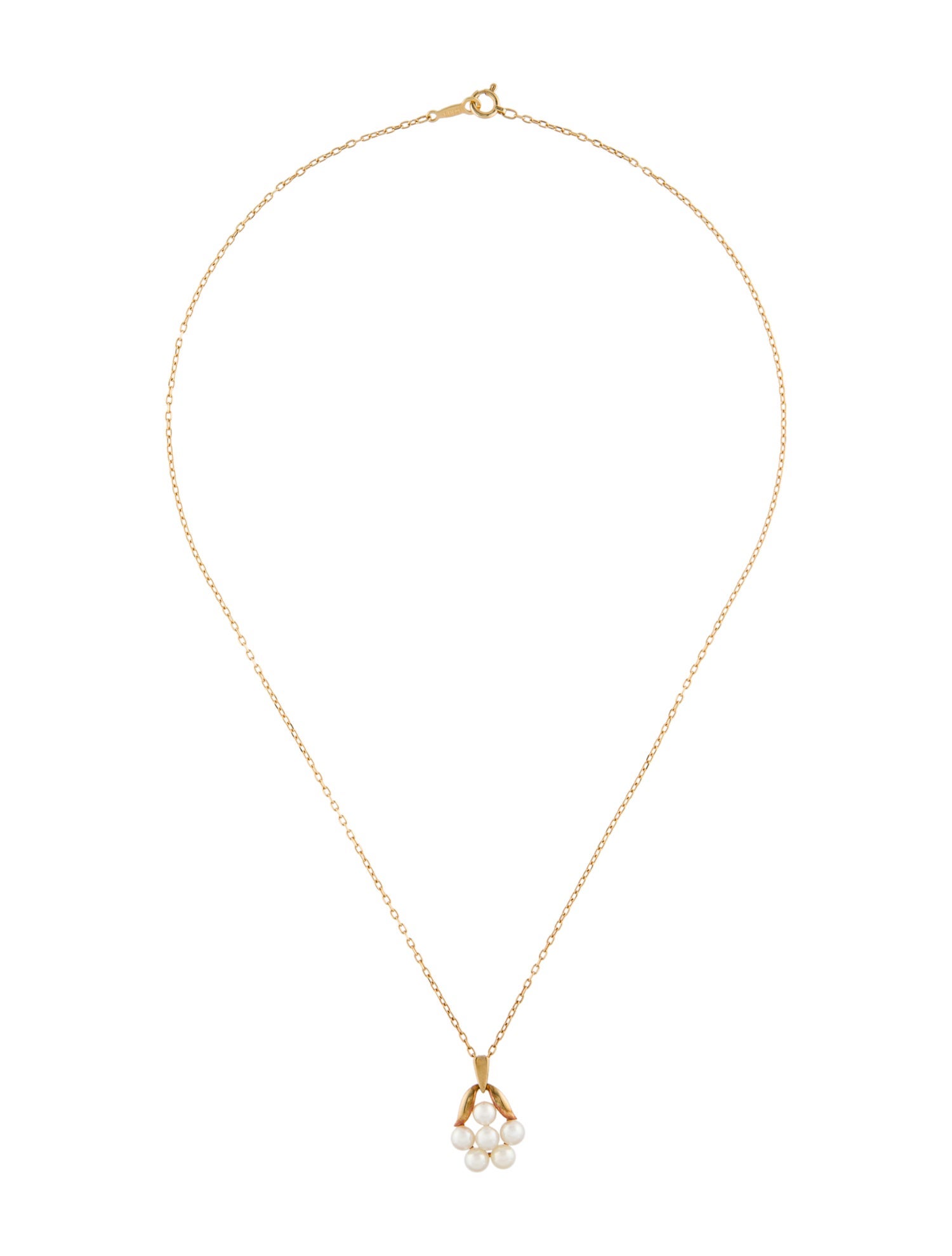 Mikimoto Vintage 18K Pearl Cluster Pendant Necklace